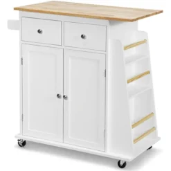 Costway Rolling Kitchen Island Utility Trolley Cabinet Storage Spice Towel Rack -Dine Furniture GUEST b80745d1 a955 4dc6 b94c 2b1d0c00a412