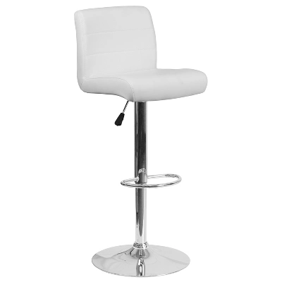 Emma And Oliver Swivel Rolled Seat Adjustable Height Barstool With Chrome Base 12 Emma And Oliver Swivel Rolled Seat Adjustable Height Barstool With Chrome Base - Image 10