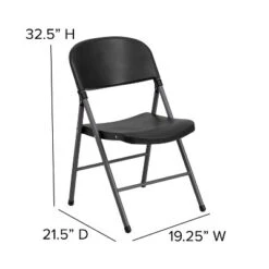 Emma And Oliver 6 Pack 330 Lb. Capacity Black Plastic Folding Chair - Charcoal Frame - Event Chair -Dine Furniture GUEST b89e796b 3af7 4231 9fb7 1f79c71e35f7