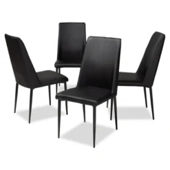 Set Of 4 Chandelle Modern And Contemporary Faux Leather Upholstered Dining Chairs - Baxton Studio 12 Set Of 4 Chandelle Modern And Contemporary Faux Leather Upholstered Dining Chairs - Baxton Studio -Dine Furniture GUEST ba415cca aa00 4311 ae15 ffec7d742227