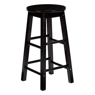 PJ Wood Classic Round Seat 29" Tall Kitchen Counter Stools For Homes, Dining Spaces, And Bars With Backless Seats & 4 Square Legs, Black (Set Of 10) 4 PJ Wood Classic Round Seat 29" Tall Kitchen Counter Stools For Homes, Dining Spaces, And Bars With Backless Seats & 4 Square Legs, Black (Set Of 10) - Image 2