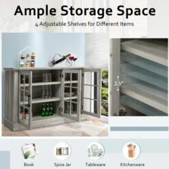 Costway 55'' Buffet Server Table Storage Cabinet Sideboard Glass Doors Adjustable Shelves -Dine Furniture GUEST bacfc80a 573e 419a a786 df9aadfee8db