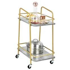 Costway Gold Serving Cart Utility Trolley On Wheel Rolling Kitchen Rack W/Handle -Dine Furniture GUEST bb2e01af 0ce6 46f8 8bdd b197efeb6039