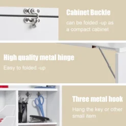 Costway White Wall Mounted Table Convertible Desk Fold Out Space Saver Chalkboard -Dine Furniture GUEST bb57f5a2 5e73 4bd9 8ce2 be63ade6bdef