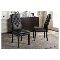 Set Of 2 Dylin Modern And Contemporary Faux Leather Dining Chairs - Baxton Studio -Dine Furniture GUEST bba3159f e6b6 492f b89d b2fa841cee81