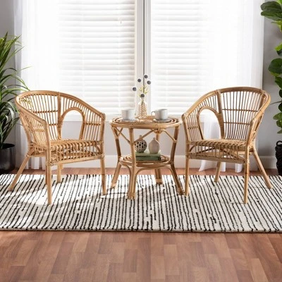 3pc Alleta Rattan Living Room Set Natural/Brown - Bali & Pari 9 3pc Alleta Rattan Living Room Set Natural/Brown - Bali & Pari - Image 7