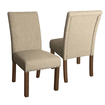 Set Of 2 Classic Parsons Chair With Nailhead Trim - Homepop 14 Set Of 2 Classic Parsons Chair With Nailhead Trim - Homepop - Image 12