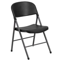 Emma And Oliver 6 Pack 330 Lb. Capacity Black Plastic Folding Chair - Charcoal Frame - Event Chair -Dine Furniture GUEST bd20a450 cf48 4520 96b2 1cf456536e30