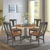 42" Round Dual Drop Leaf Dining Table With 4 Panel Back Chairs Hickory/Washed Coal - International Concepts -Dine Furniture GUEST be140010 e4a8 4d04 840c 220ae1dccbde