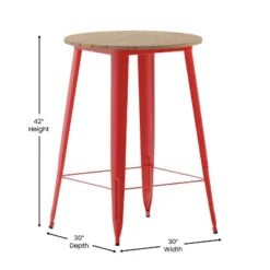 Emma And Oliver Indoor/Outdoor Bar Top Table, 30" Round All Weather Poly Resin Top With Steel Base -Dine Furniture GUEST bec23d65 fd0f 4e5f b229 142e77cbefa0