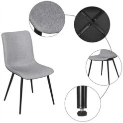 Yaheetech Set Of 4 Dining Chairs With Ventilate Fabric Cushion Metal Legs For Kitchen Living Room, Gray -Dine Furniture GUEST bec4da77 2fb6 44a9 842b b61a2d88aa93