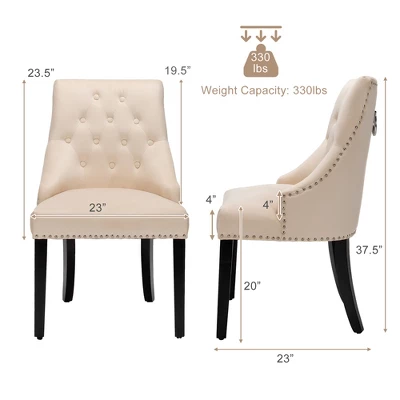 Costway Set Of 2 Button-Tufted Dining Chair Upholstered Armless Side Chair 3 Costway Set Of 2 Button-Tufted Dining Chair Upholstered Armless Side Chair