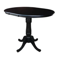 36" Round Top Pedestal Counter Height 12" Drop Leaf Dining Table Black - International Concepts -Dine Furniture GUEST bec71017 70db 4d98 8ffc 9077a9d7e59c