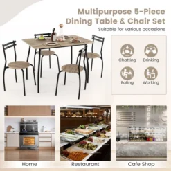 Costway 5PCS Dining Table Set 4 Chairs Wood & Metal Frame Space-saving Kitchen Furniture 15 Costway 5PCS Dining Table Set 4 Chairs Wood & Metal Frame Space-saving Kitchen Furniture -Dine Furniture GUEST bed8712f 4501 44c3 9251 b025a09d9464