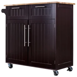 Costway Rolling Kitchen Cart Island Heavy Duty Storage Brown Trolley Cabinet Utility Modern 18 Costway Rolling Kitchen Cart Island Heavy Duty Storage Brown Trolley Cabinet Utility Modern -Dine Furniture GUEST bf3276a6 cbfe 4178 bb64 e0ac4d401c89
