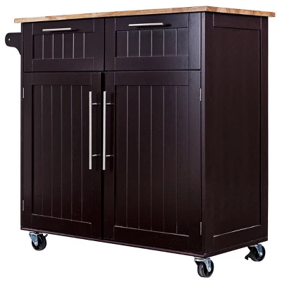 Costway Rolling Kitchen Cart Island Heavy Duty Storage Brown Trolley Cabinet Utility Modern 10 Costway Rolling Kitchen Cart Island Heavy Duty Storage Brown Trolley Cabinet Utility Modern - Image 8