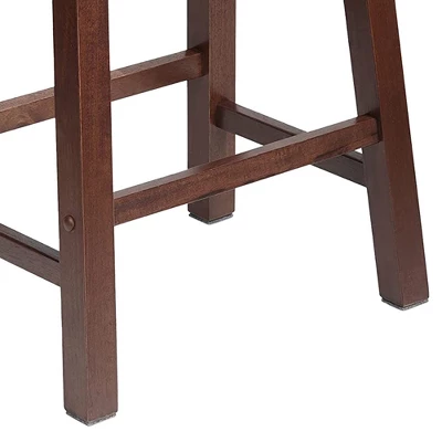 PJ Wood Classic Saddle-Seat 24'' Tall Kitchen Counter Stool For Homes, Dining Spaces, And Bars With Backless Seat, 4 Square Legs, Walnut (5 Pack) 6 PJ Wood Classic Saddle-Seat 24'' Tall Kitchen Counter Stool For Homes, Dining Spaces, And Bars With Backless Seat, 4 Square Legs, Walnut (5 Pack) - Image 4