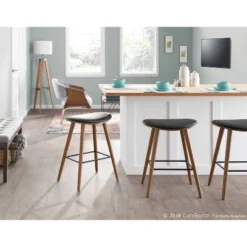 Set Of 2 26" Saddle Counter Height Barstools With Faux Leather - LumiSource -Dine Furniture GUEST bf6ab027 e182 45d2 8b11 1a65c7f057b2