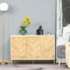 HOMCOM Modern 3 Door Accent Sideboard Storage Cabinet With Chevron Pattern And Adjustable Shelving, Natural Wood -Dine Furniture GUEST bf72725f 1f2e 44b7 8055 492f8776ba84