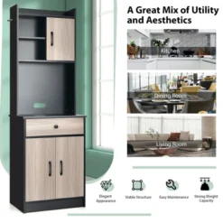 Costway 3-Door 71'' Kitchen Buffet Pantry Storage Cabinet W/Hutch Adjustable Shelf Black 13 Costway 3-Door 71'' Kitchen Buffet Pantry Storage Cabinet W/Hutch Adjustable Shelf Black -Dine Furniture GUEST bf85685f 3cbb 417a ae90 3b8d0803a3ea