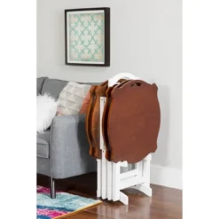 Austin Tray Table Set White/Hazelnut - Powell Company -Dine Furniture GUEST c0066192 5287 475b a2af a754d9d64743