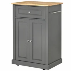HOMCOM Rolling Kitchen Island Cart, Portable Serving Trolley Table With Drawer, Adjustable Shelf And 2 Towel Racks, Gray 9 HOMCOM Rolling Kitchen Island Cart, Portable Serving Trolley Table With Drawer, Adjustable Shelf And 2 Towel Racks, Gray -Dine Furniture GUEST c0959516 427b 434a 91b2 8f3f8e581501