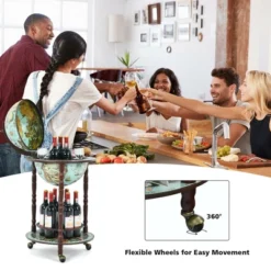 Costway 17'' Globe Wine Kitchen Stand 16th Century Italian Map Liquor Bottle Shelf Cart 15 Costway 17'' Globe Wine Kitchen Stand 16th Century Italian Map Liquor Bottle Shelf Cart -Dine Furniture GUEST c1236a83 e06c 40a4 91b1 4af90f13842b