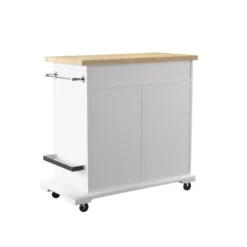 Datto Rolling Kitchen Island With Storage White/Natural - Aiden Lane -Dine Furniture GUEST c19e98ba d85c 48fc 94dc 702a6090e201