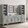 3pc Tara Sideboard And Bookcase Set Distressed Gray - Crosley -Dine Furniture GUEST c1bb549d 951f 451b 8ac9 6fa7e7552e30