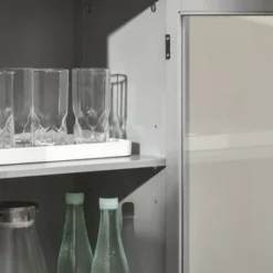 HOMCOM Modern Kitchen Sideboard, Buffet Table With Removable Wine Rack, Glass Door Cabinet And Shelves For Living Room, Kitchen, Entryway, Gray -Dine Furniture GUEST c2555d05 db0f 45a2 92e3 6e5fb6da4600