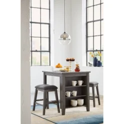 Set Of 3 Caitbrook Counter Height Dining Table And Bar Stools Gray - Signature Design By Ashley -Dine Furniture GUEST c31b9b5f f681 44c8 811f fe809bc98dc9