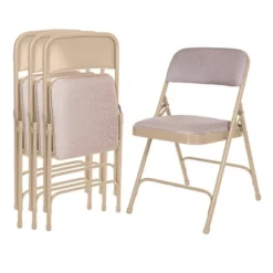 Set Of 4 Deluxe Fabric Padded Folding Chairs With Frame - Hampden Furnishings