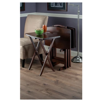 5pc Darryl Oversize Snack Table Set Antique Walnut - Winsome 5 5pc Darryl Oversize Snack Table Set Antique Walnut - Winsome - Image 3