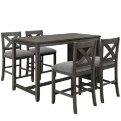 5 PCS Counter Height Wood Dining Table Set-ModernLuxe -Dine Furniture GUEST c366f532 3d21 4ae3 a495 256e8901b9b7