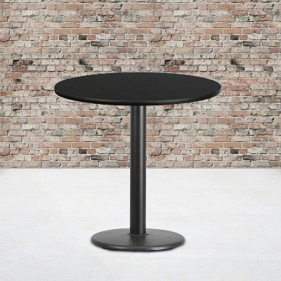 Flash Furniture 30'' Round Black Laminate Table Top With 18'' Round Table Height Base 3 Flash Furniture 30'' Round Black Laminate Table Top With 18'' Round Table Height Base