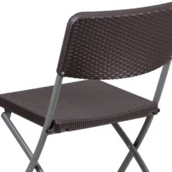 Emma And Oliver 6 Pack Brown Rattan Plastic Folding Chair With Gray Frame - Event Chair -Dine Furniture GUEST c4848531 81c0 4181 84c7 9ab63333608c