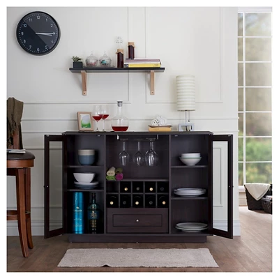 Candie Modern Multi-Storage Dining Buffet With Glass Cabinets Espresso - HOMES: Inside + Out 4 Candie Modern Multi-Storage Dining Buffet With Glass Cabinets Espresso - HOMES: Inside + Out - Image 2