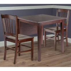 3pc Perrone Drop Leaf Dining Table Set With Slat Back Chair Walnut - Winsome 28 3pc Perrone Drop Leaf Dining Table Set With Slat Back Chair Walnut - Winsome -Dine Furniture GUEST c51714b9 2e74 4465 ae98 cdb77cb0023c