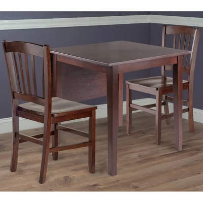 3pc Perrone Drop Leaf Dining Table Set With Slat Back Chair Walnut - Winsome 15 3pc Perrone Drop Leaf Dining Table Set With Slat Back Chair Walnut - Winsome - Image 13