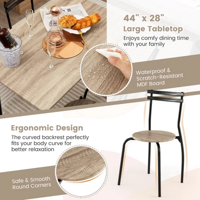 Costway 5PCS Dining Table Set 4 Chairs Wood & Metal Frame Space-saving Kitchen Furniture 8 Costway 5PCS Dining Table Set 4 Chairs Wood & Metal Frame Space-saving Kitchen Furniture - Image 6