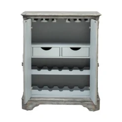 Operose Ville 2 Door Wine Cabinet With White Door Insets Distressed Gray Blue - Treasure Trove Accents -Dine Furniture GUEST c5660a2f 1b69 497e b0ef 947b5966f4ad
