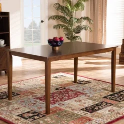 Eveline Rectangular Wood Dining Table Walnut Brown - Baxton Studio -Dine Furniture GUEST c5e1d4a4 6f77 4057 862e b815c252f504
