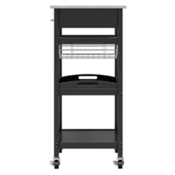 Julia Granite Top Kitchen Cart Wood/Black - Winsome -Dine Furniture GUEST c6049944 853c 40f1 83ea 92ca2ed1b396