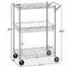 Costway 3-Tier Utility Cart Heavy Duty Wire Rolling Cart W/Handle Bar Storage Trolley -Dine Furniture GUEST c6c4b94a fb36 4c5c 9406 bdc10c8d280e
