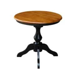 30" Lucy Round Top Pedestal Table Dining Height Black/Cherry - International Concepts