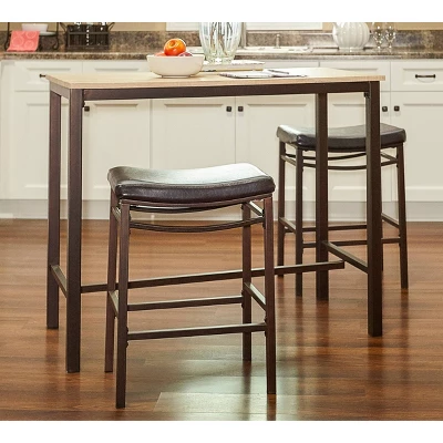 3pc Betty Pub Dining Sets Wood/Brown - Linon 6 3pc Betty Pub Dining Sets Wood/Brown - Linon - Image 4
