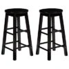 PJ Wood Classic Round Seat 29" Tall Kitchen Counter Stools For Homes, Dining Spaces, And Bars With Backless Seats & 4 Square Legs, Black (Set Of 6) -Dine Furniture GUEST c7f51200 1d75 4069 b91f 46216ed03d9a