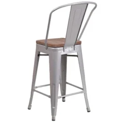 Merrick Lane Metal Dining Stool With Curved Slatted Back And Textured Wood Seat 33 Merrick Lane Metal Dining Stool With Curved Slatted Back And Textured Wood Seat -Dine Furniture GUEST c93a2a85 0f60 4dad bda4 fcebb33cf5b2