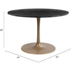 47.2" Lynnette Round Marble Dining Table Black - ZM Home -Dine Furniture GUEST ca3796e2 6f06 40b0 8508 fb36966477f3