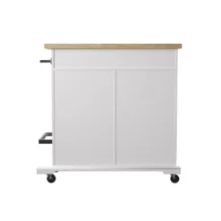 Datto Rolling Kitchen Island With Storage White/Natural - Aiden Lane -Dine Furniture GUEST ca64868f 1162 4643 b19a 9d6dbd036bb1